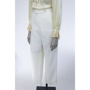 Vintage Designer 1990s 90s Sonia Rykiel White Waffle Weave Pants Trousers L 30